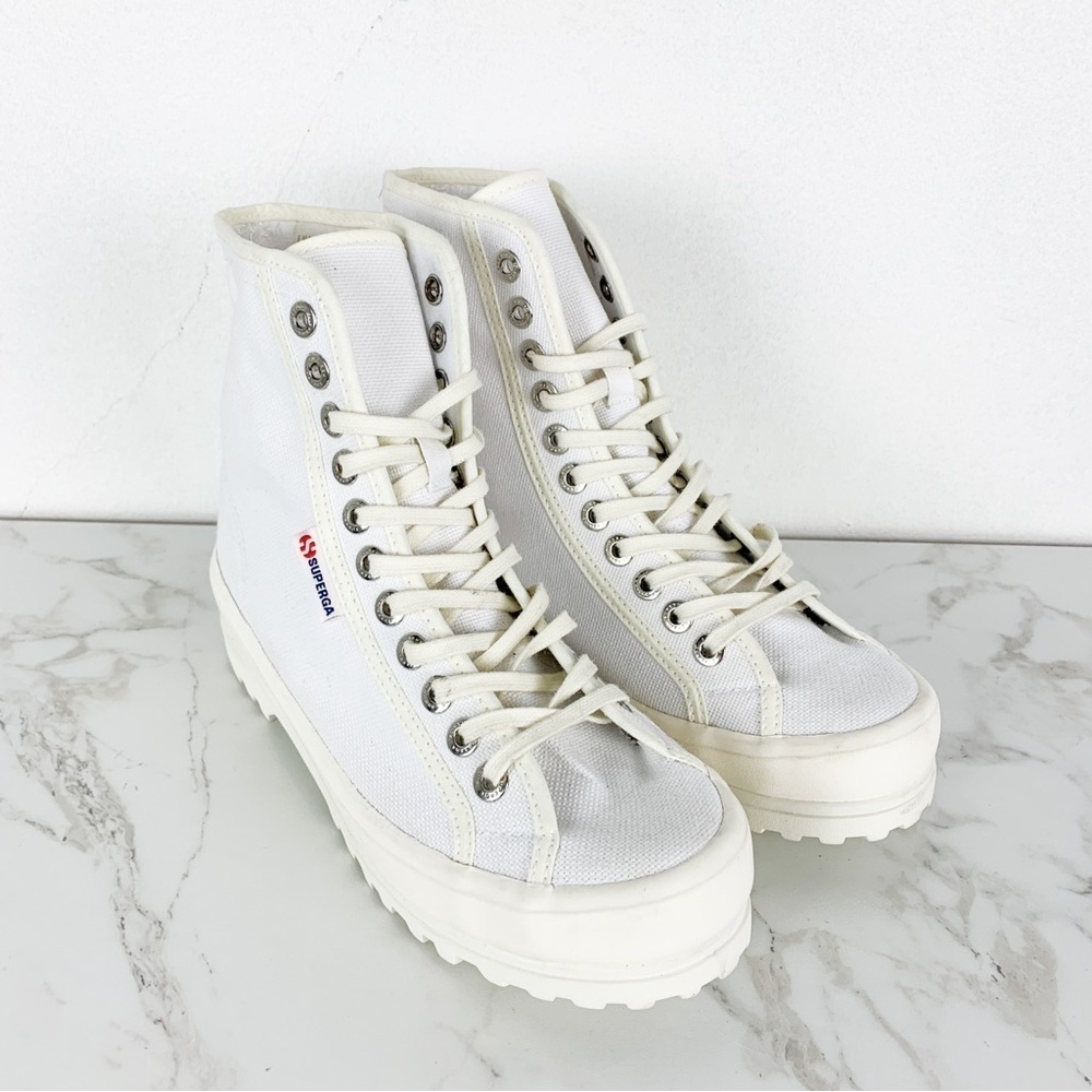Superga 2341 Alpina High Top Sneakers with Gum Sole in White Sz 7 1/2 - Picture 3 of 16